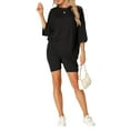 thumbnail image 2 of INSPIRE CHIC Women's Oversized Lounge Set Workout Sweatsuits T-Shirt with Biker Shorts Outfits Sets M Black, 2 of 6