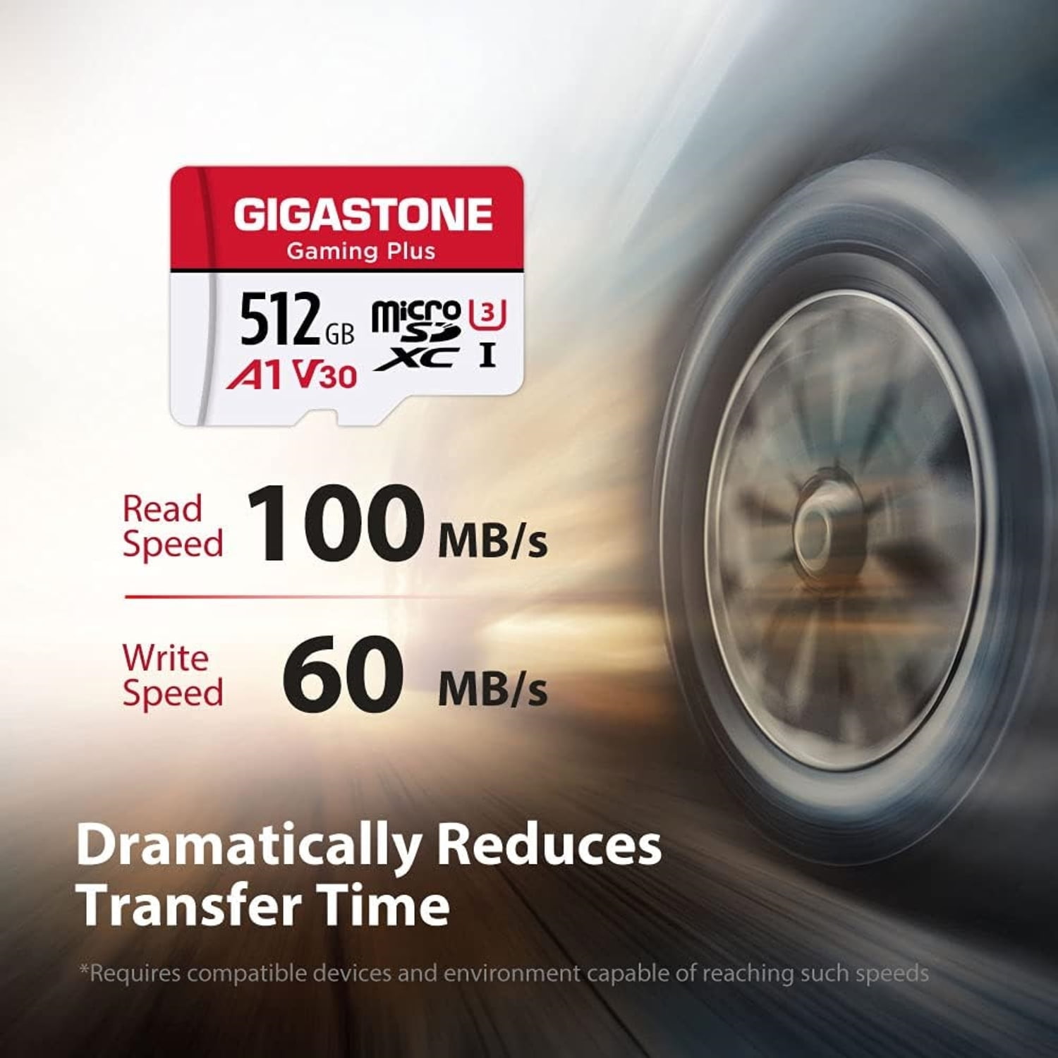Gigastone Gaming Plus A1V30 microSD Card (512 GB), GS-2IN1-A1V30GAME-512GB-R