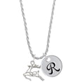 thumbnail image 1 of Delight Jewelry Silvertone 2-D Reindeer Silvertone Script Initial Disc - R - Charm Necklace, 20"+3", 1 of 4