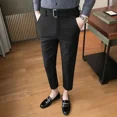 thumbnail image 3 of Pantalones rectos para hombre Sastrería social Trajes de hombre Pantalones Elásticos Negocios Trenzados Slim Fit Caqui Elástico Diseñador Ropa Arriba, 3 of 5
