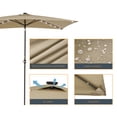 thumbnail image 4 of ACEGOSES 10 x 6.5ft LED Solar Outdoor Patio Rectangle Table Umbrellas with Non-Fading Canopy for Garden and Yard,Sand Brown, 4 of 9