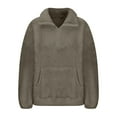 thumbnail image 6 of Ecqkame Womens Half Zip Sweatshirt sherpa Pullover Warm Soft Fleece Sweatshirt Long Sleeve Solid Color Sweater with Pockets Green XL, 6 of 6
