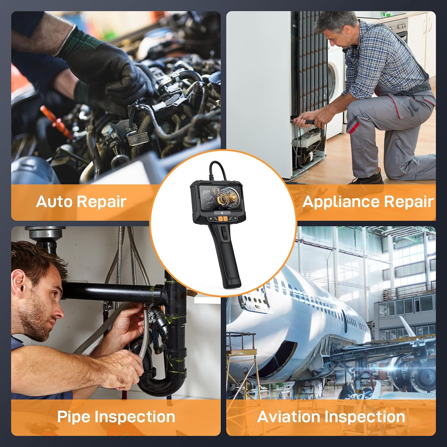 5" Borescope Endoscope Camera with Light, Articulating Borescope IP67 Waterproof 1280P Inspection Snake Camera for Borescope Automotive Engine 5.5ft Industrial Borescope
