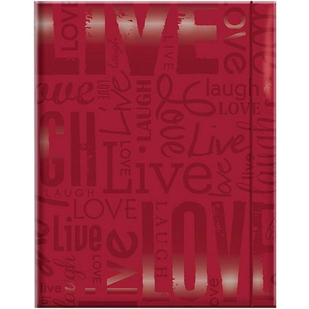 Embossed Gloss Expressions 100-Pocket Photo Album, 4.75" x 6.5", Live, Love and Laugh, Red