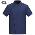 thumbnail image 2 of Uniforme de chef Delantal de cocina de verano de manga corta con bolsillos delanteros Trajes Servidor de carnicero Ropa Suministros para el hogar Absorbedores de humedad Azul 4XL sidaley LF000327-20, 2 of 7