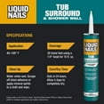 thumbnail image 3 of Liquid Nails Tub Surround Bright White Low VOC Interior Tub and Shower Hardware Adhesive, 10 oz, 3 of 6