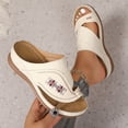 thumbnail image 6 of Pandaie Women's Orthopedic Wedge Sandals 2026 Embroidery Platform Slip on Slides Arch Support Summer Beach Walking Flip Flops White Size 7.5, 6 of 9
