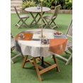 thumbnail image 5 of Burnt Orange Grey Outdoor Tablecloth with Umbrella Hole, Oil Painting Modern Abstract Art Spillproof Waterproof Outdoor Table Cover, Patio Tablecloths for Party/Garden/Picnic, Round 54 inch, 5 of 9