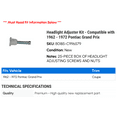 thumbnail image 2 of Headlight Adjuster Kit - Compatible with 1962 - 1972 Pontiac Grand Prix 1963 1964 1965 1966 1967 1968 1969 1970 1971, 2 of 2