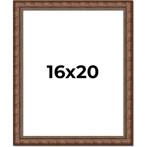 16x20 Frame Dark Brown Bamboo Solid Wood Picture Frame Width 1.5 Inches | Interior Frame Depth 0.5 Inches | Berry Bamboo Photo Frame Complete with UV , Foam Board Backing & Hanging Hardware