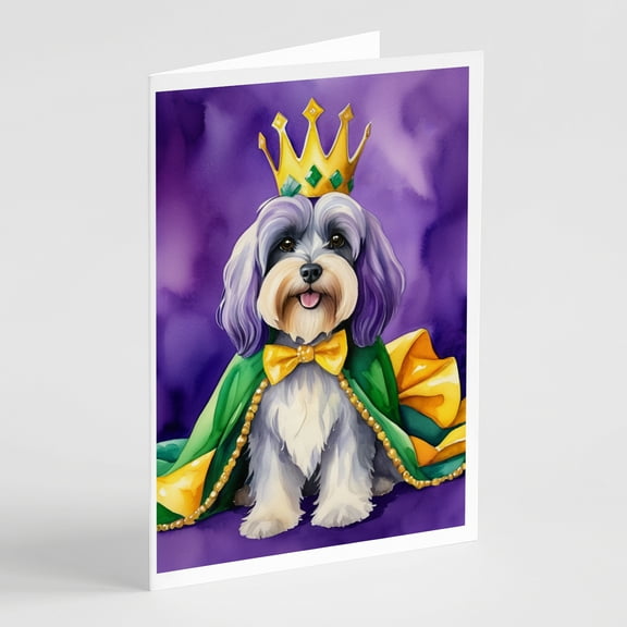Tibetan Terrier King of Mardi Gras Greeting Cards Pack of 8 7 in x 5 in