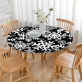 thumbnail image 3 of Black Christmas Snowflake Pattern Round Fitted Tablecloth with Elastic Edge,Dining Table Cover Waterproof,Outdoor Round Tablecloth for Camping,Dining,Indoor and Outdoor, 3 of 7