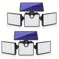 thumbnail image 1 of 1pc/2pcs LED Solar Motion Sensor Wall Lights, Outdoor Solar Garden Lights With 3 Adjustable Heads, Security LED Flood Light, Solar Lights For Outside 230LED 2200LM, 1 of 5