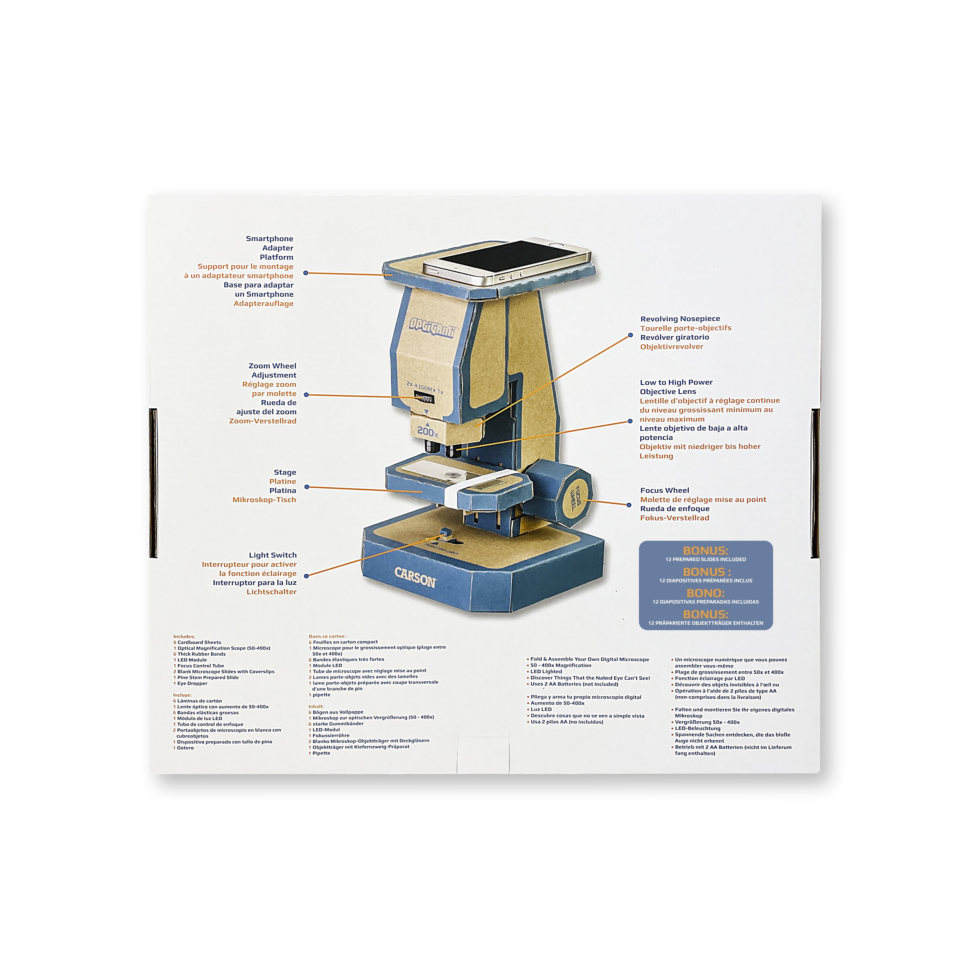 CARSON OG-100 Optigami Build-Your-Own Cardboard Microscope Kit