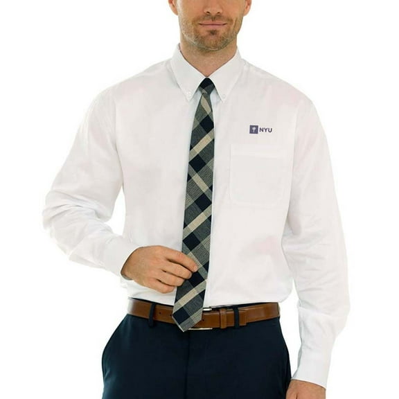 Men's White NYU Violets Wicked Woven Long Sleeve Button-Down Shirt