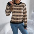 thumbnail image 2 of Fall Womens Sweaters Classic Argyle Striped Knitted Pullover Casual Long Sleeve Crew Neck Vintage Preppy Style Sweater, 2 of 6