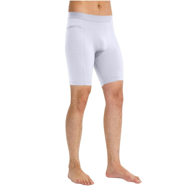 Plebaso Mens Compression Shorts with Pockets Stretch Athletic Short Pants Running Workout Shorts Underwear