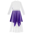 thumbnail image 7 of YiZYiF Girls Metallic Color Block Church Praise Dance Dress Long Sleeve Worship Liturgical Tunic Purple 14, 7 of 7
