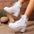 thumbnail image 7 of Women's Chunky Low Heel Short Ankle Boots, Round Toe Lace Up Side Zipper Design with Breathable Lining, Trendy Booties for Daily Party Gift, 7 of 7
