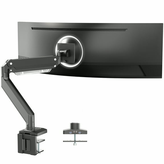 VIVO Single Pneumatic Monitor Desk Mount with USB, Fits Ultrawides up to 49"