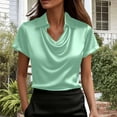 thumbnail image 2 of Horkkom Silk Blouse for Women Summer V Neck Short Sleeve Blouses Loose Casual Satin Tops M, 2 of 9