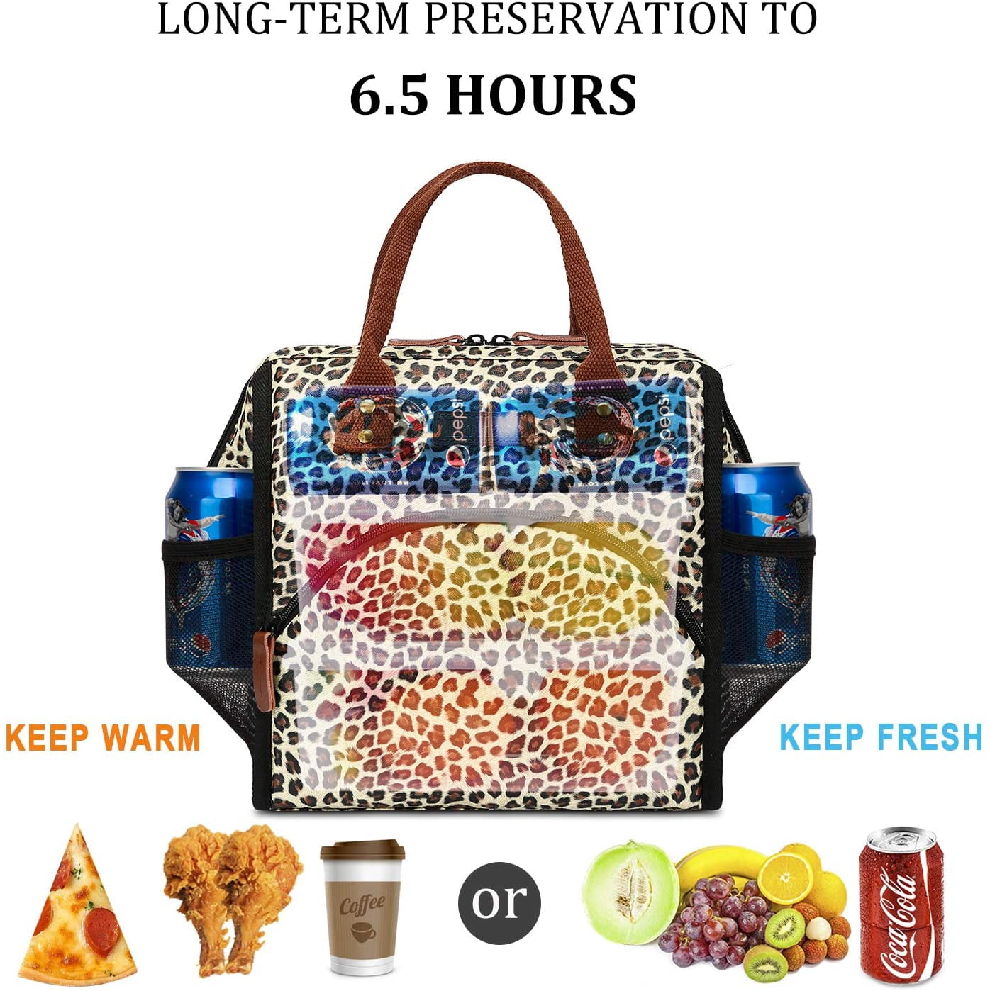  Lunch Bag Tote Bag Leopard Print Cheetah Rose Gold Travel  Picnic Organizer Lunch Holder Handbags Lunch Bag Box for Office: Home &  Kitchen