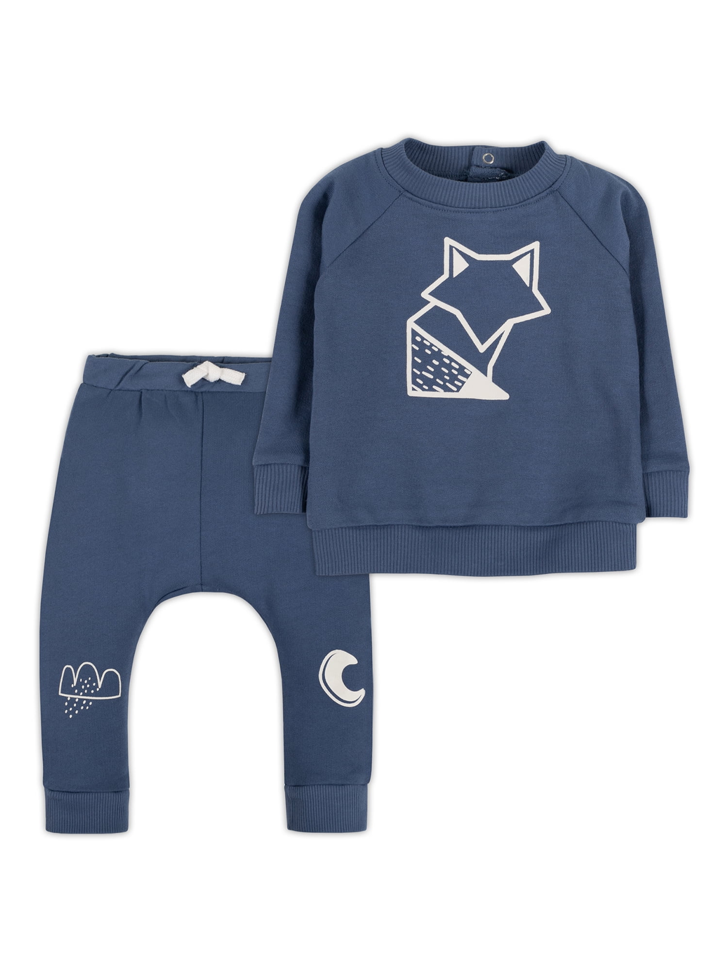 Little Star Organic Baby Boy Girl Unisex 2 Pc Sweatsuit Set, Size Newborn - 24 Months