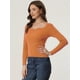thumbnail image 3 of Suéter con Cuello en Forma de Corazón para Mujer Suéter de Manga Larga con Corte Entallado Jersay para Mujer naranja XS, 3 of 6