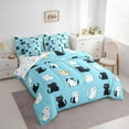 thumbnail image 3 of Castle Fairy Animal Cats Twin Bedding Sets,Black Blue White Bedding Comforter Set, 3 of 8