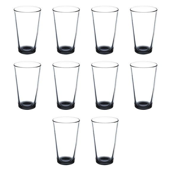 Beer Glasses 16 oz. Set of 10, Bulk Pack - Pint, Groomsmen gifts, Barware - Black