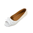 thumbnail image 2 of Women's 2026 Summer Loafers Solid Color Vintage Peep Toe Bow Low Cut Soft Sole Slip On Lightweight Cushioned Orthopedic Arch Support Wide Toe Box Comfort Walking Daily Footwear White 41, 2 of 9