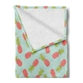 thumbnail image 2 of Vintage Soft Flannel Fleece Throw Blanket, Traditional Polka Dotted Background Doodle Style Pineapple, Cozy Plush for Indoor and Outdoor Use, 70" x 90", Dark Coral Pale Blue, by Ambesonne, 2 of 5
