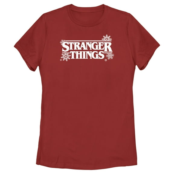 Netflix Women's Stranger Things Christmas Snowflakes Logo Graphic T-Shirt
