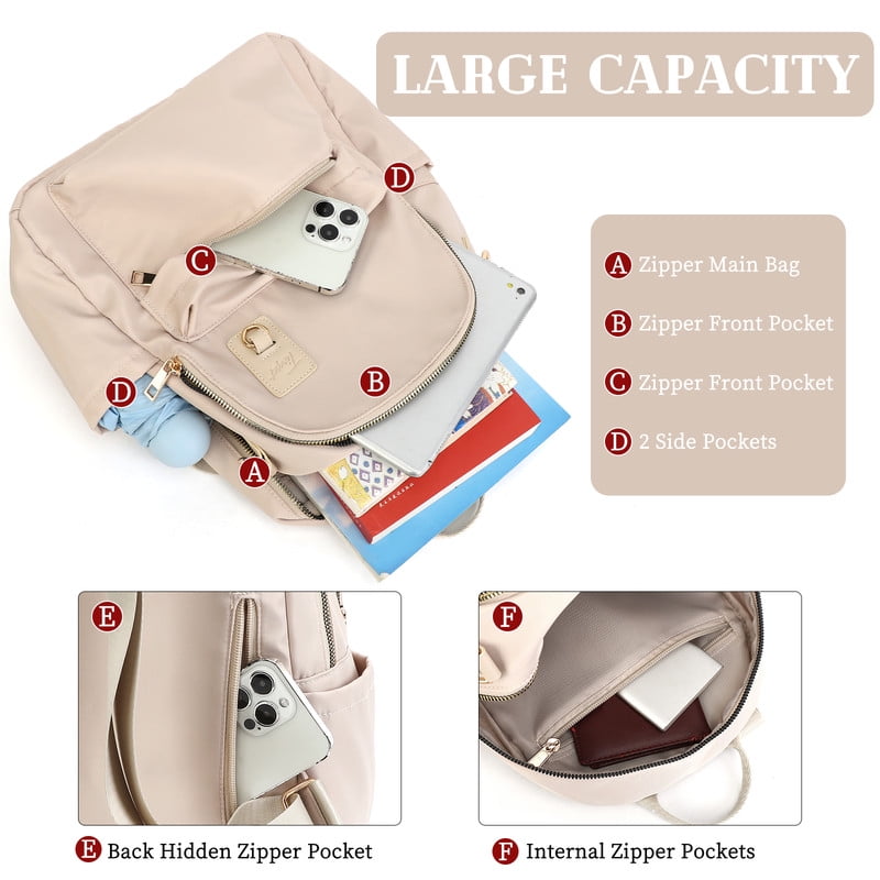 Tinyat Backpack for Women Shoulders Bag Convertible Ladies Bags Waterproof for Concert and Daily Use