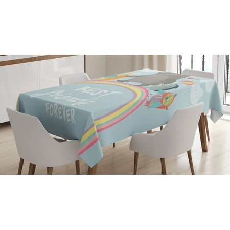 

Ambesonne Rainbow Tablecloth Rectangular Table Cover Best Animal Friends 60 x90 Multicolor
