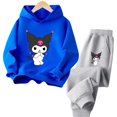 thumbnail image 3 of Conjunto de chándal informal y divertido para niños, sudadera con capucha Kuromi, pantalones largos, 2 piezas, suéter, ropa Sanrio, 3 of 5