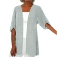 thumbnail image 3 of BiZtdJrK Summer Cardigan for Women Plus Size Short Sleeve Shrug Cardigans Solid Loose Lightweight Vacation Kimono prime Gray L, 3 of 7