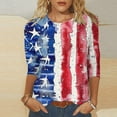 thumbnail image 2 of GERsome Womens 4th of July T-Shirts American Flag Patriotic Shirts Crewneck 3/4 Sleeve Loose Fit Summer Tops USA Flag Stars Stripes Graphic Tee S-5XL, 2 of 5