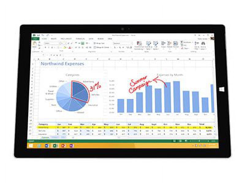 Microsoft Surface 3 - Tablet - Intel Atom x7 - Z8700 / up to 2.4 GHz - Windows 10 Home - HD Graphics - 4 GB RAM - 128 GB SSD - 10.8" touchscreen 1920 x 1280 (Full HD Plus) - Wi-Fi 5 - image 4 of 9