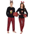 thumbnail image 3 of Conjuntos de pijamas de pareja navideña, ropa de dormir negra, ropa de dormir para adultos, Santa's Favourite HO, 3 of 3