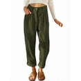 thumbnail image 3 of Pantalones Casuales de Cintura Alta y Pierna Recta para Mujer, Holgados y Cómodos, con Bolsillos Verde M, 3 of 6