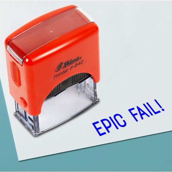 Printtoo Epic Fail Self Inking Rubber Stamp Pre,Inked Office Stamp, Home Office Business Stationery, 38 x 14 mm, Blue