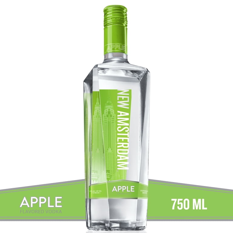 New Amsterdam Apple Flavored Vodka, 750 mL Bottle, 35% ABV