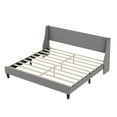 thumbnail image 6 of King Size Queen Size Upholstered Platform Bed with Headboard, Linen Fabric Deluxe Wingback Headboard, Wooden Bed Frame/Mattress Foundation with Slats Support, No Box Spring Needed, Light gray, 6 of 9