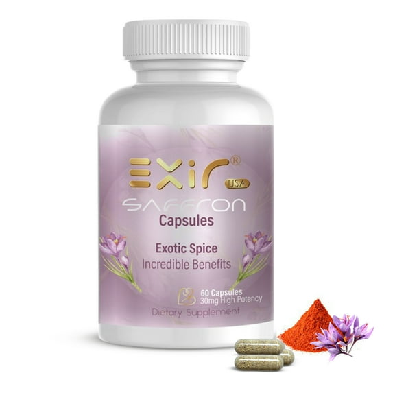 Exir Saffron Exotic Spice 30mg High Potency – 60 Capsules – With Fenugreek for Mood, Craving Control & Cognitive Support – Plant-Based Supplement for Energy, Focus & Metabolism