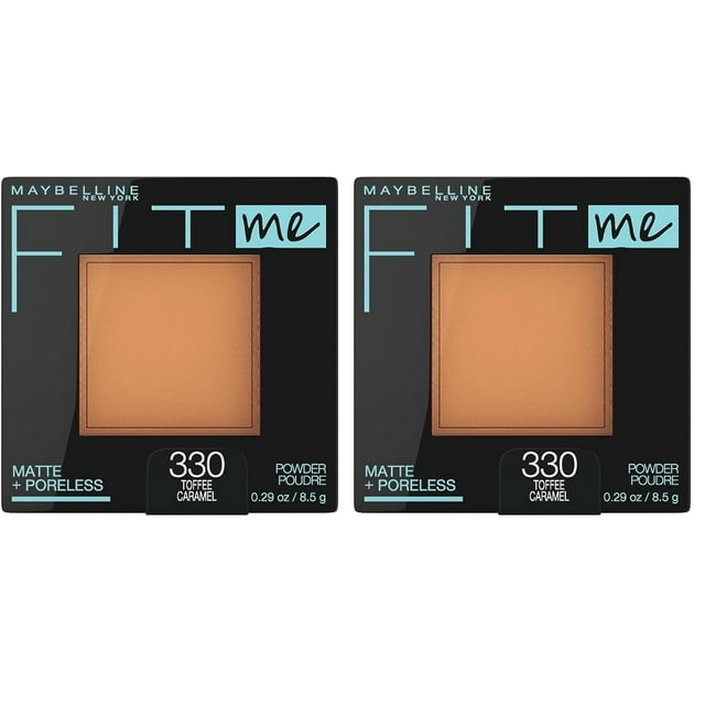 Polvo facial Maybelline Fit Me Matte + Poreless Toffee, paquete de 2
