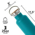 thumbnail image 3 of Elemental Classic Insulated Water Bottle, Leak Proof Thermos Water Bottle with Bamboo Lid and Metal Ring, Reusable Insulated Stainless Steel Water Bottle, 25oz - Teal, 3 of 9