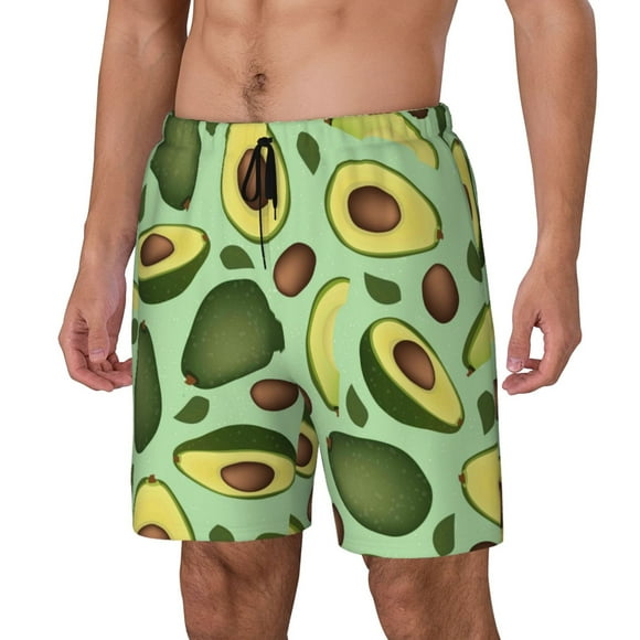 Wukai Avocado With Seeds Men's Quick Dry Swim Trunks,Board Shorts with Liner Beach Swimwear-Large