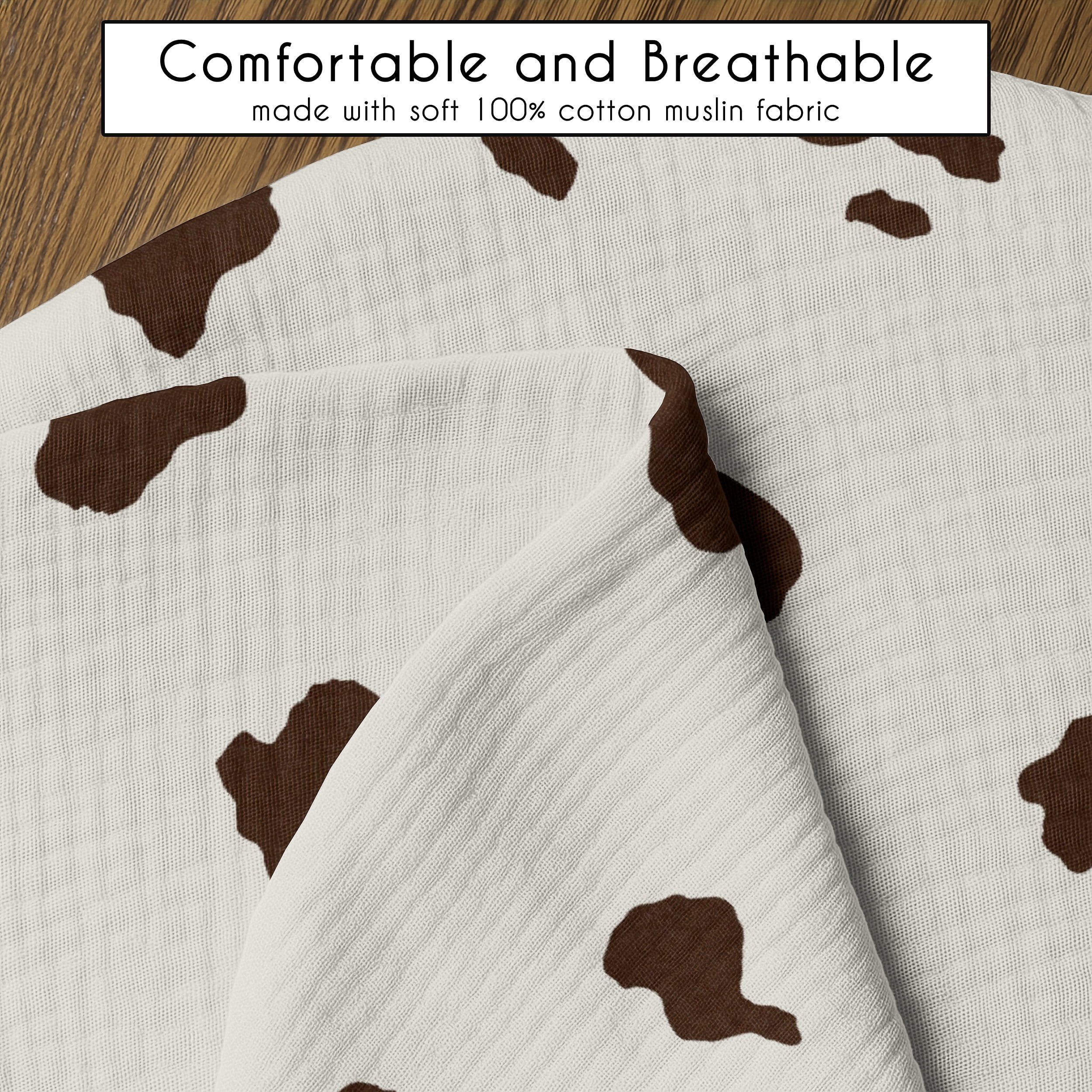 Sweet Jojo Designs Wild West Cowboy Cow Print Boy, Girl, Unisex/Gender Neutral Muslin 100% Cotton Nursing Pillow Cover