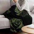 thumbnail image 3 of Sage Green Rose Blanket Soft Cozy Warm Throw Blanket for Couch, Plush Fuzzy Flannel Fleece Blankets for Sofa, Vintage Abstract Garden Flower Floral Black Bed Blankets Gifts for Men, 50"x60", 3 of 9